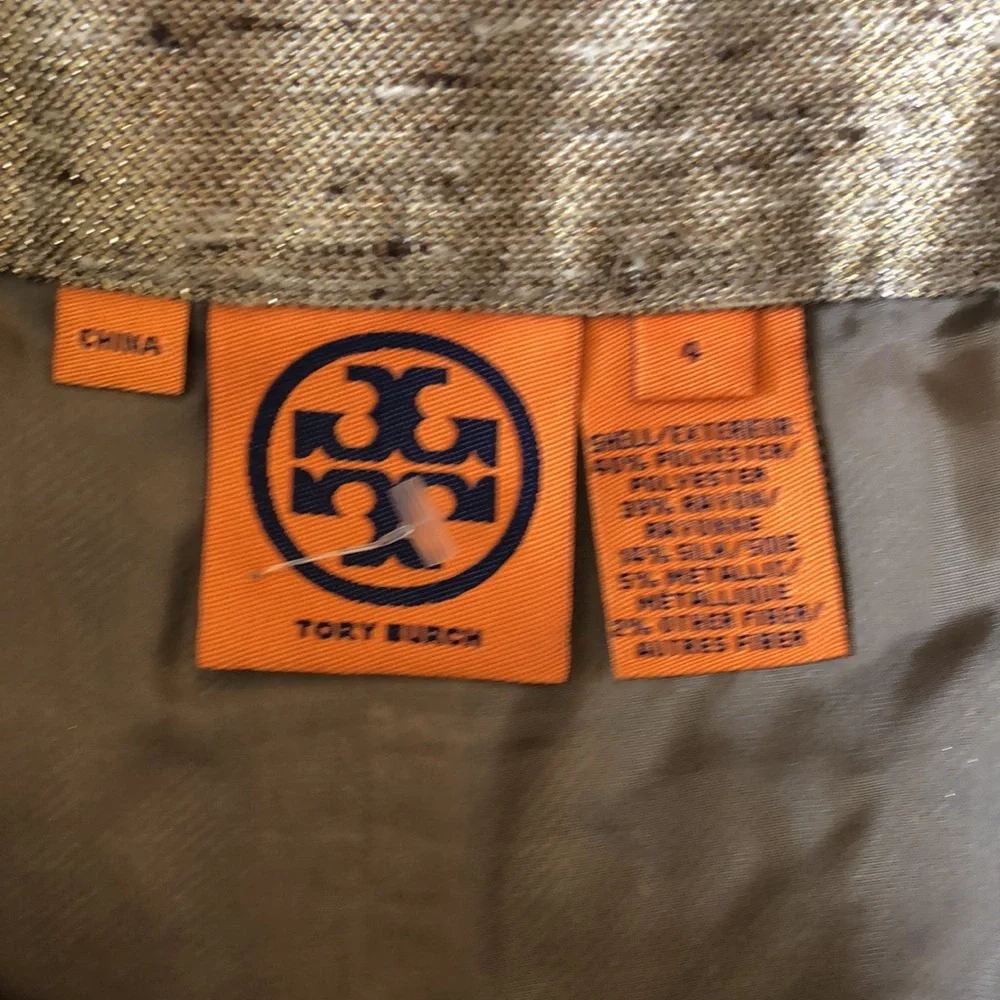 Tory Burch Belted Gold Midi Skirt